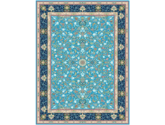 فرش 1200 شانه برجسته تراکم 3600 - کد 6106 - زمینه آبی 